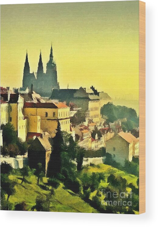 Prague Wood Print featuring the mixed media To Prague with love... by Binka Kirova