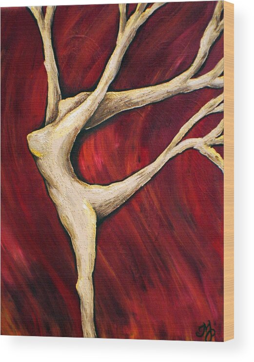 Tree Wood Print featuring the painting Tree Spirit by Meganne Peck