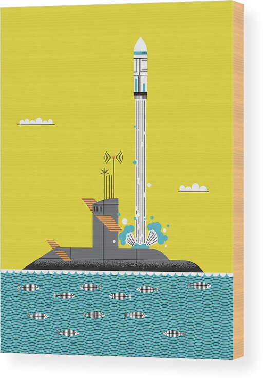 Ballistic Missile Wood Print featuring the photograph Trident Missile Being Launched by Ikon Ikon Images