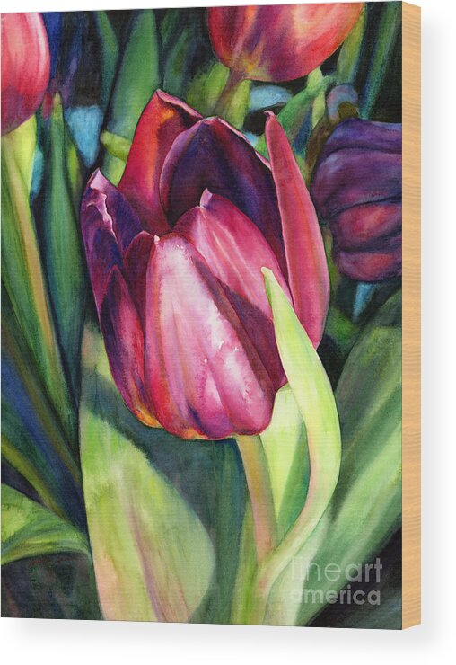 Tulip Wood Print featuring the painting Tulip Delight by Hailey E Herrera