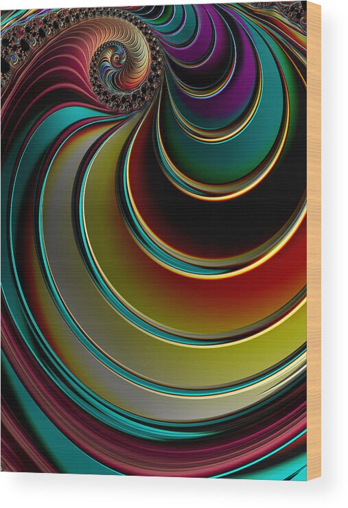 Digital Art Wood Print featuring the digital art Twisting Rainbow by Amanda Moore