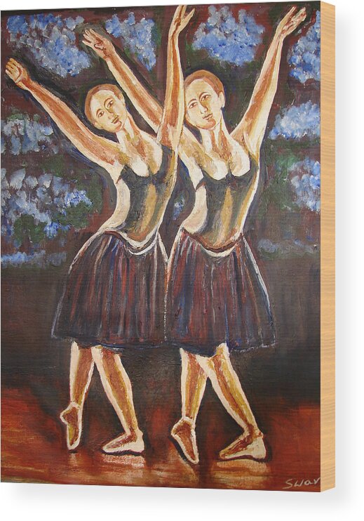 Us Ballet Dances Wood Print featuring the painting U.s Ballet Dance-12 by Anand Swaroop Manchiraju