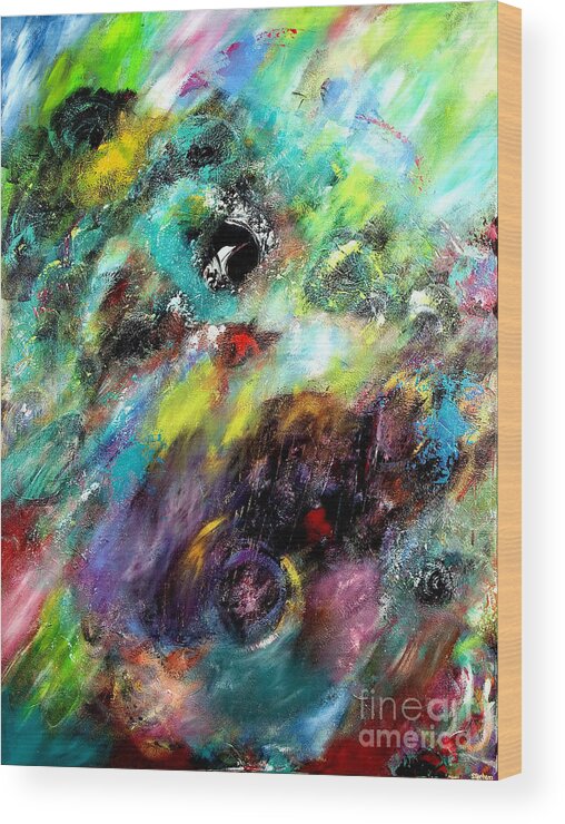 Abstract Wood Print featuring the painting Utopia by Jason Stephen