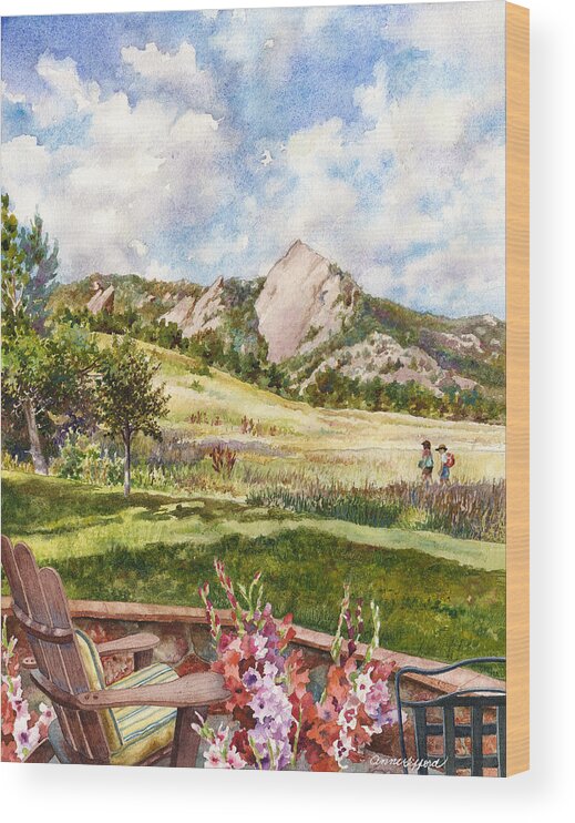 Chautauqua Colorado Painting Wood Print featuring the painting Vacation at Chautauqua by Anne Gifford