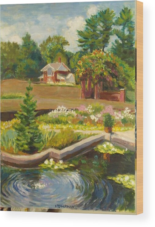 Landscape Wood Print featuring the painting Vanderbilt Italian Garden by Nicolas Bouteneff