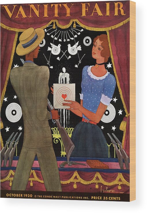 Illustration Wood Print featuring the photograph Vanity Fair Cover Featuring A Man And Woman by Georges Lepape