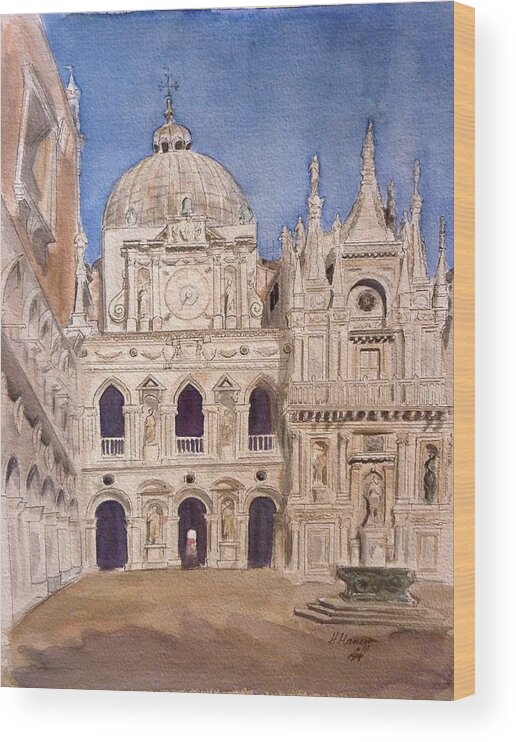 Architecture Wood Print featuring the painting Venice I by Henrieta Maneva