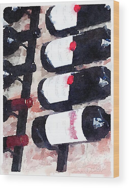 Waterlogue Wood Print featuring the digital art Vino by Shannon Grissom