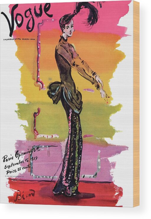 Illustration Wood Print featuring the painting Vogue Cover Illustration by Christian Berard