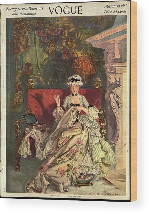 Illustration Wood Print featuring the photograph Vogue Cover Illustration Of A 18th Century French by Frank X. Leyendecker