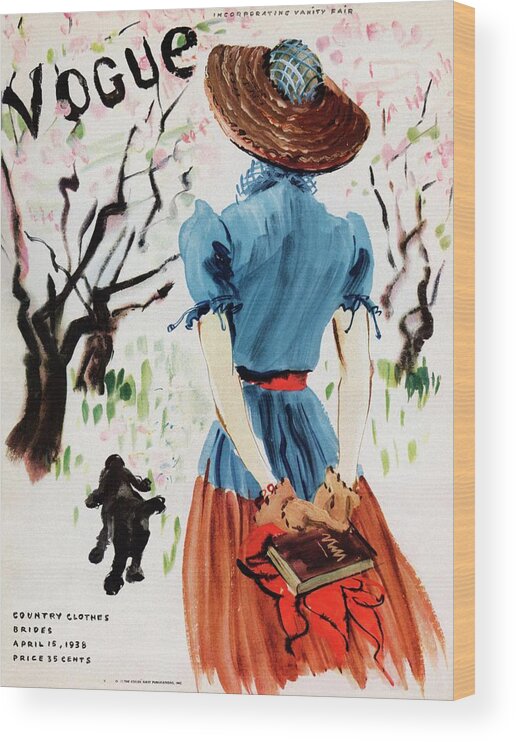 Illustration Wood Print featuring the photograph Vogue Cover Illustration Of A Woman Walking by Rene Bouet-Willaumez