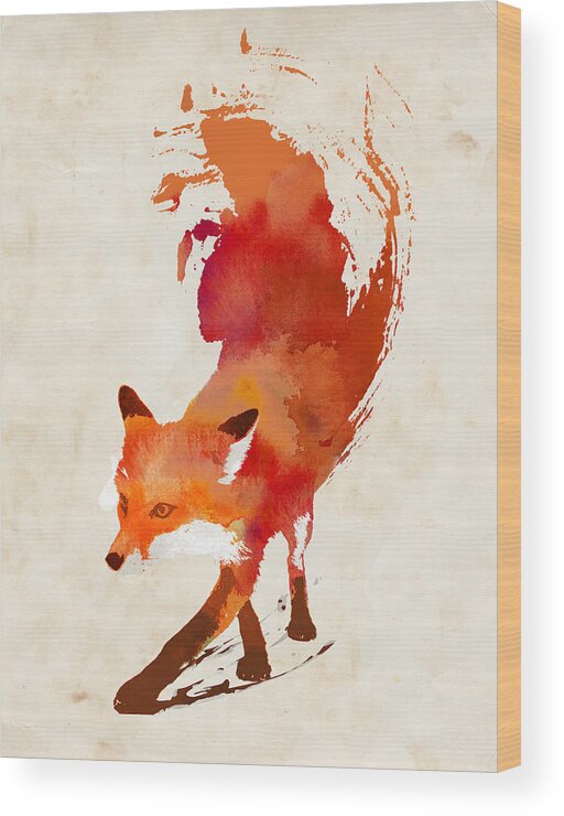 Fox Wood Print featuring the mixed media Vulpes Vulpes by Robert Farkas