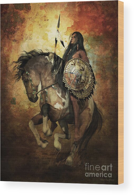 Courage Wood Print featuring the digital art Warrior by Shanina Conway