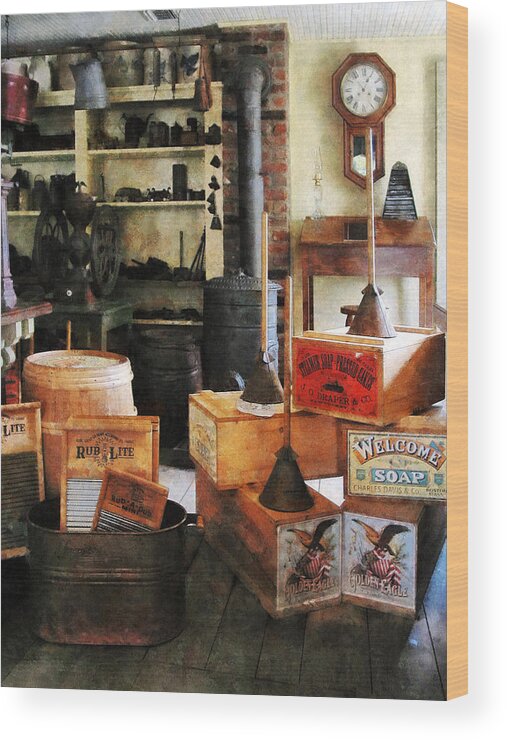 Washboard Wood Print featuring the photograph Washboards and Soap by Susan Savad