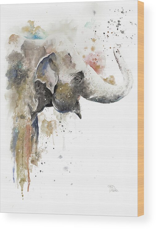 Water Wood Print featuring the painting Water Elephant by Patricia Pinto