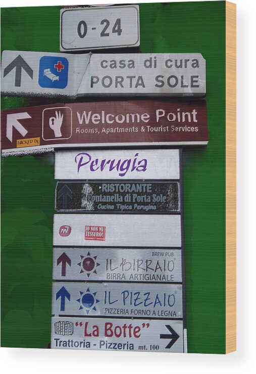 Italy Wood Print featuring the photograph Welcome to Perugia by Caroline Stella
