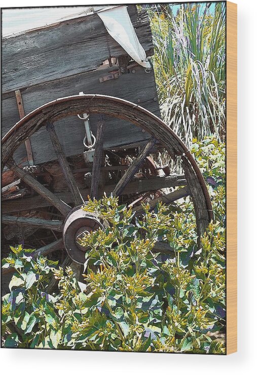 Wheels In The Garden Wood Print featuring the photograph Wheels In The Garden by Glenn McCarthy Art and Photography