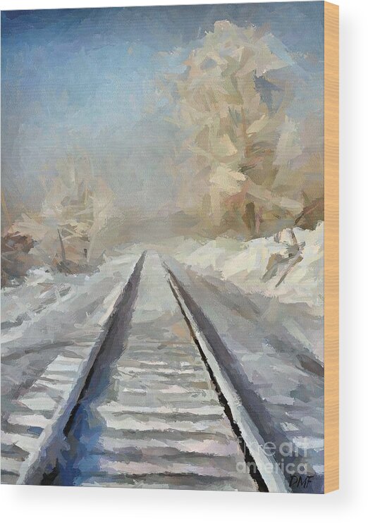Landscape Wood Print featuring the painting Where Is The Train by Dragica Micki Fortuna
