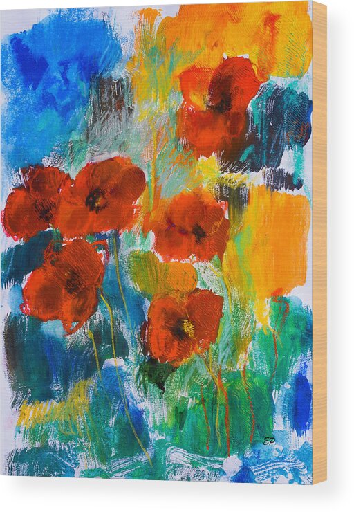 Poppies Wood Print featuring the painting Wild Poppies by Elise Palmigiani