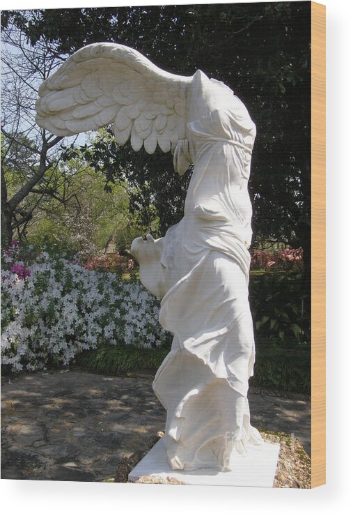 Formal Garden Wood Print featuring the photograph Winged Victory Nike by Caryl J Bohn