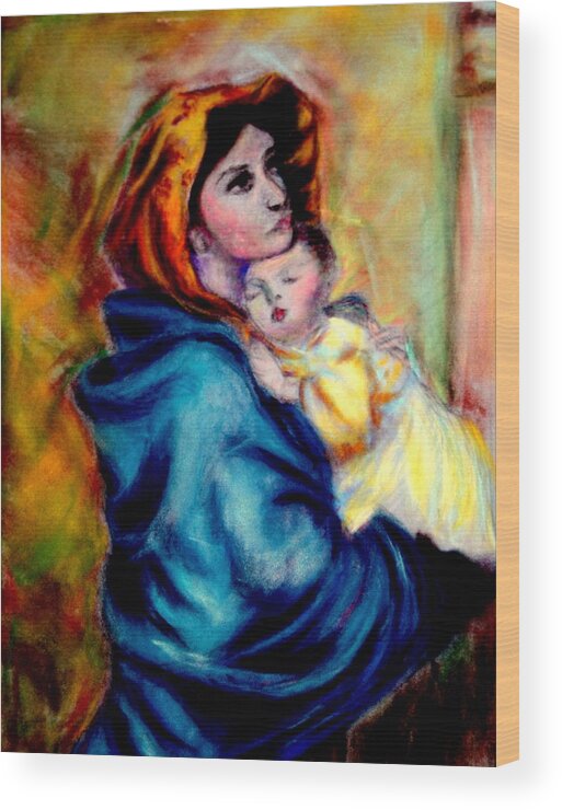 Madonna Wood Print featuring the pastel Mondonna of the Street by Roberto Ferrizzi, Rendition in Pastel Antonia Citrino, Sold.    by Antonia Citrino