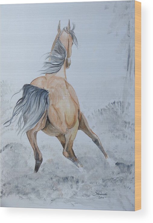 Horse Original Painting Wood Print featuring the painting Wow by Janina Suuronen