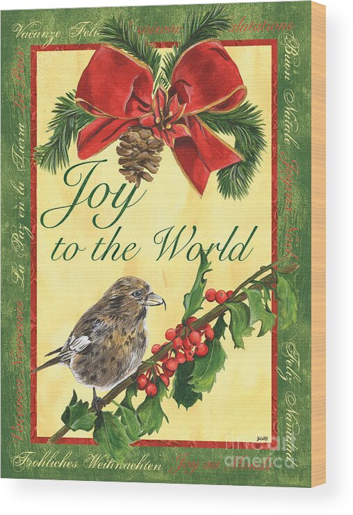 Titmouse Wood Print featuring the painting Xmas around the World 2 by Debbie DeWitt