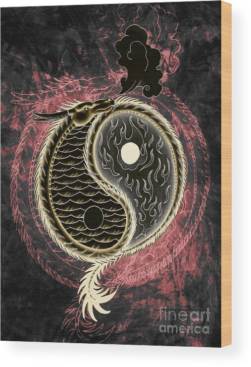 Drawing Wood Print featuring the digital art Yin and Yang Graphic by Robert Ball