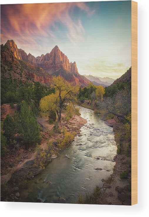 Zion Wood Print featuring the photograph Zion National Park by Michael Zheng