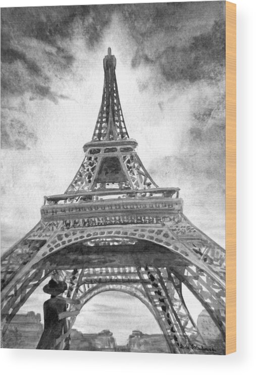 Eiffel Wood Print featuring the painting Eiffel Tower Paris France #5 by Irina Sztukowski