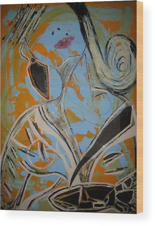 Mirror Wood Print featuring the painting Untitled #1 by Artista Elisabet