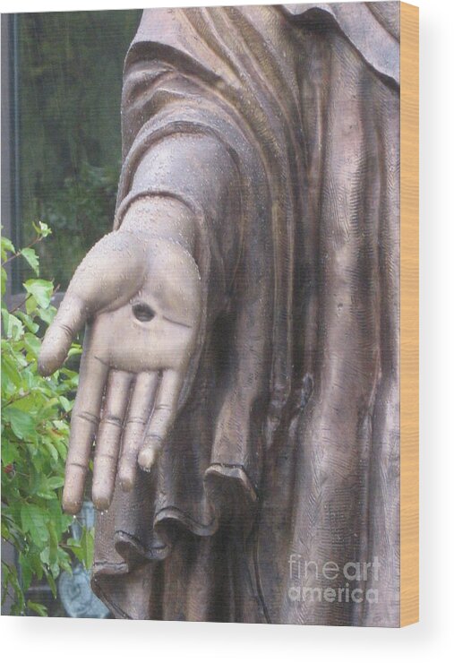 Jesus Prints Wood Print featuring the photograph Jesus - Christian Art - Religious Statue of Jesus #3 by Kathy Fornal