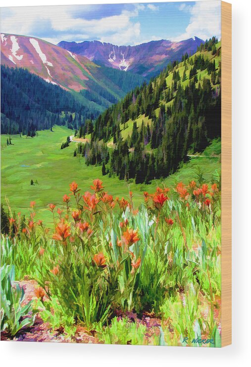 Wildflowers Wood Print featuring the digital art Above the Valley by Rick Wicker