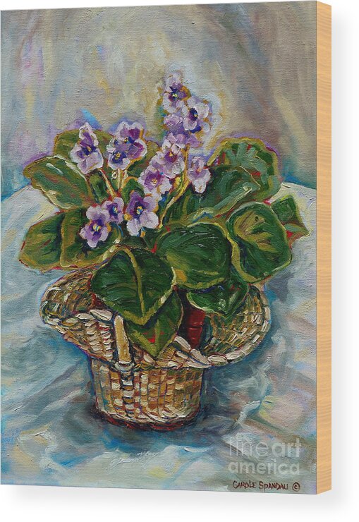 African Violets Wood Print featuring the painting African Violets by Carole Spandau