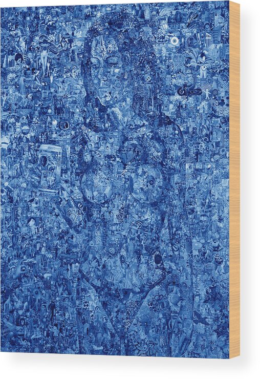 Digital Wood Print featuring the digital art Art in America Blue by Steve Fields