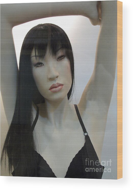 Portraits And Faces Wood Print featuring the photograph Asian Female Face Mannequin by Kathy Fornal