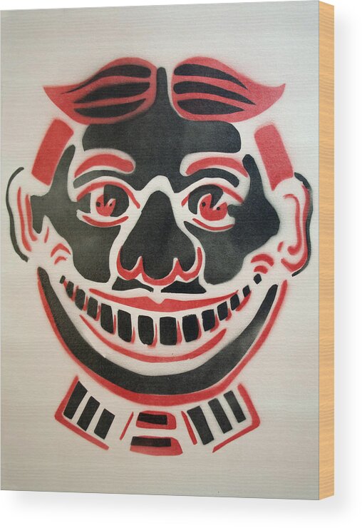 Tillie Of Asbury Park Wood Print featuring the painting Black and red Tillie on White by Patricia Arroyo