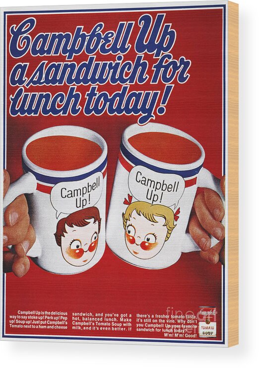 -domestic- Wood Print featuring the photograph Campbells Soup Ad, 1969 by Granger