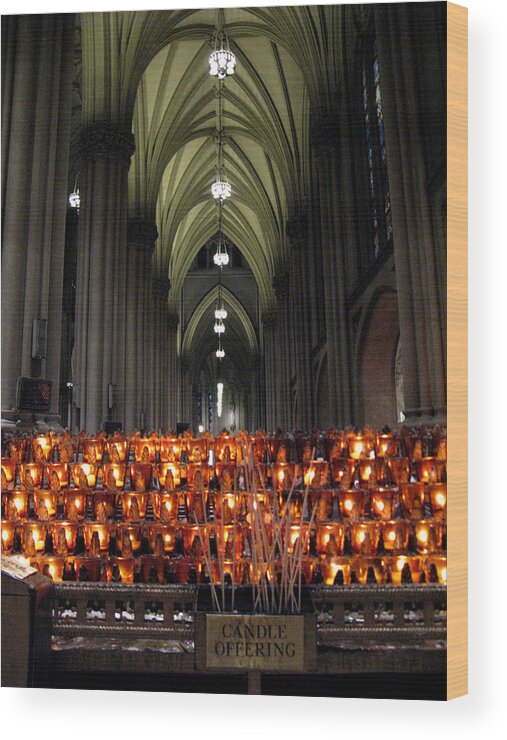 St. Patrick's Cathedral Wood Print featuring the photograph Candle Offering by Cornelis Verwaal