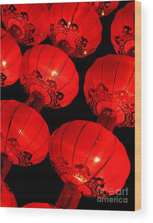 Asia Wood Print featuring the photograph Chinese Lanterns 6 by Xueling Zou