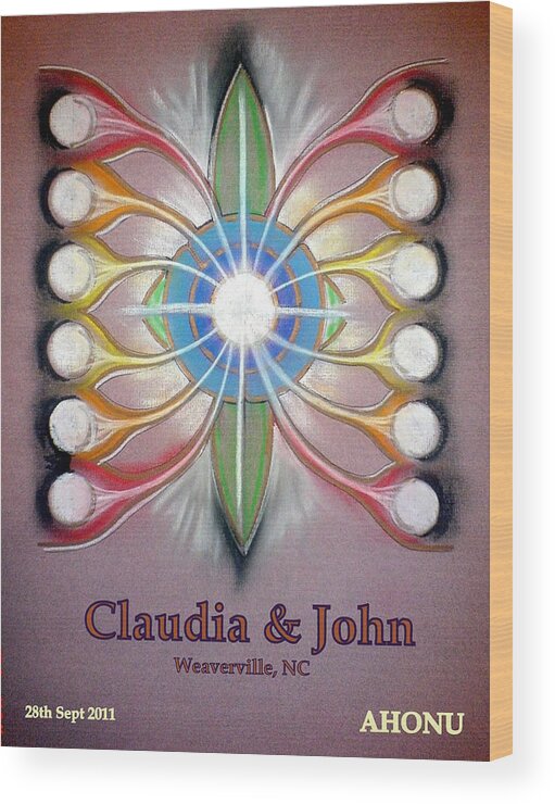 Ahonu Wood Print featuring the painting Claudia and John by AHONU Aingeal Rose