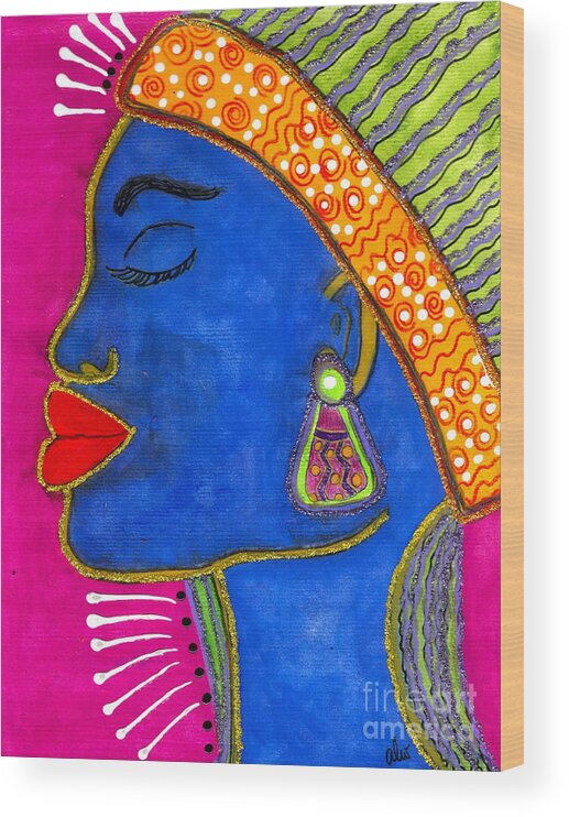 Woman Wood Print featuring the painting Color Me VIBRANT by Angela L Walker