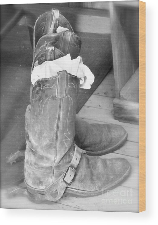 Cowboy Boots Wood Print featuring the photograph Cowboy Boots and Spurs by Pamela Walrath
