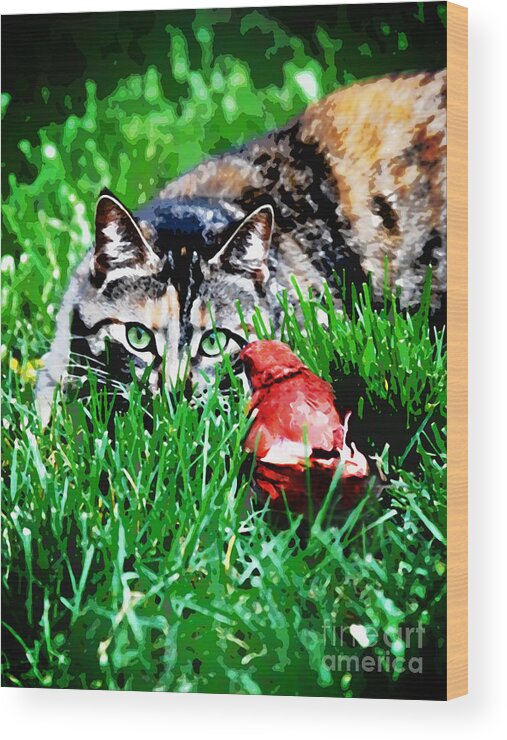 Cat Wood Print featuring the photograph Dangerous Friends by Laura Brightwood