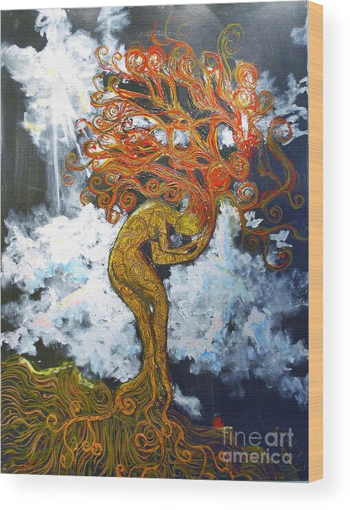 Abstract Wood Print featuring the painting Eve by Stefan Duncan