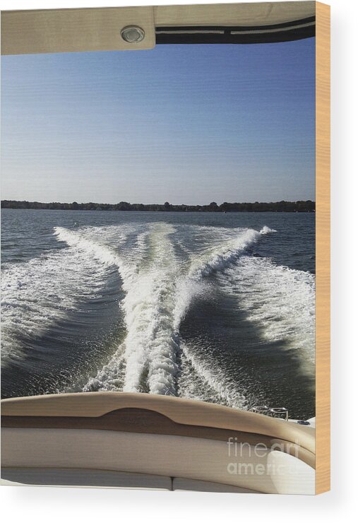 Fast Boat Wake Wood Print featuring the photograph Fast Boat by Stanley Morganstein