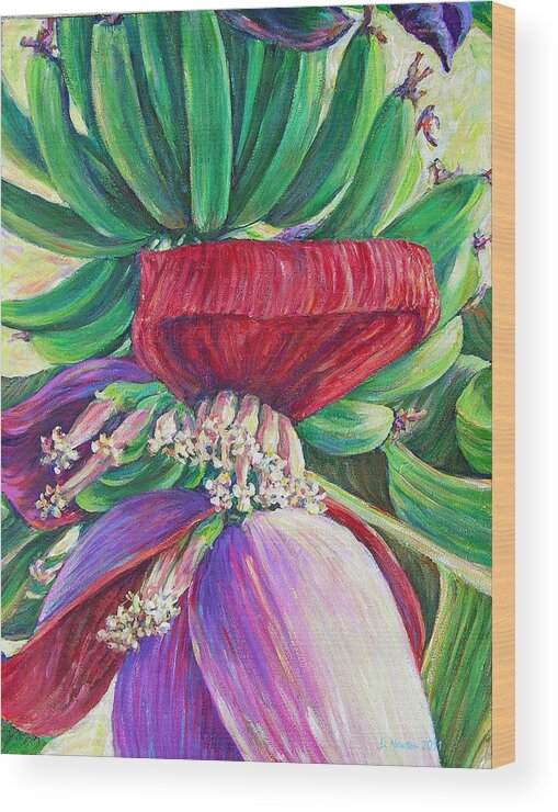 Banana Wood Print featuring the painting Gone Bananas by Li Newton