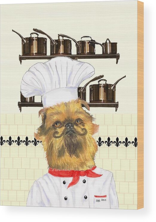 Brussels Griffon Wood Print featuring the mixed media Griff by Stephanie Grant