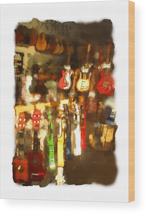 Wauwatosa North Star Music Guitar Shop Wood Print featuring the digital art Guitar Shop by Geoff Strehlow