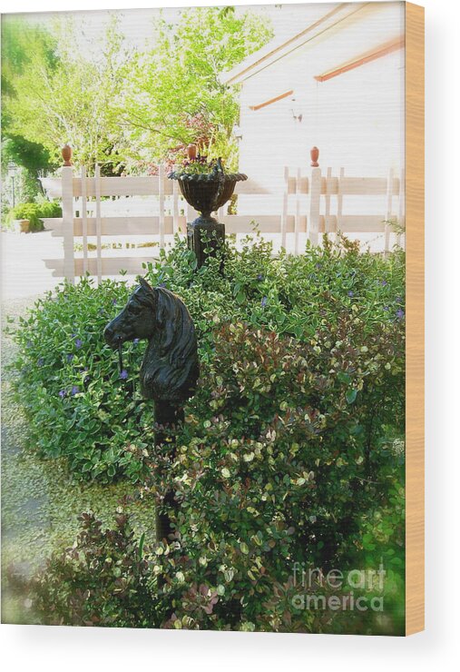 Horse Head Hitching Post Wood Print featuring the photograph Horse Hitching Post 2 by Nancy Patterson